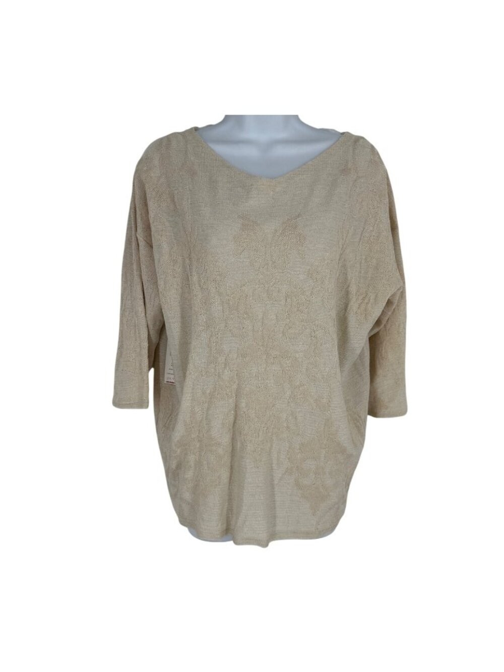 Chicos Womens Double V-Neck Baroque Pullover Sweater Size 2 US L